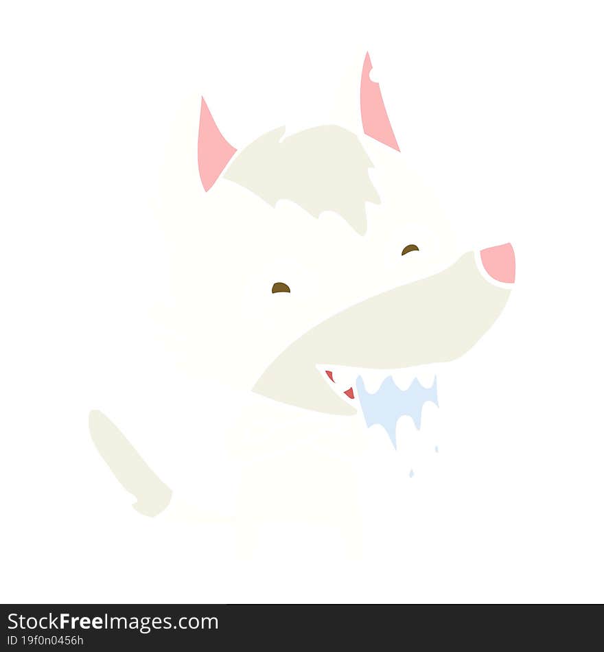 flat color style cartoon hungry wolf