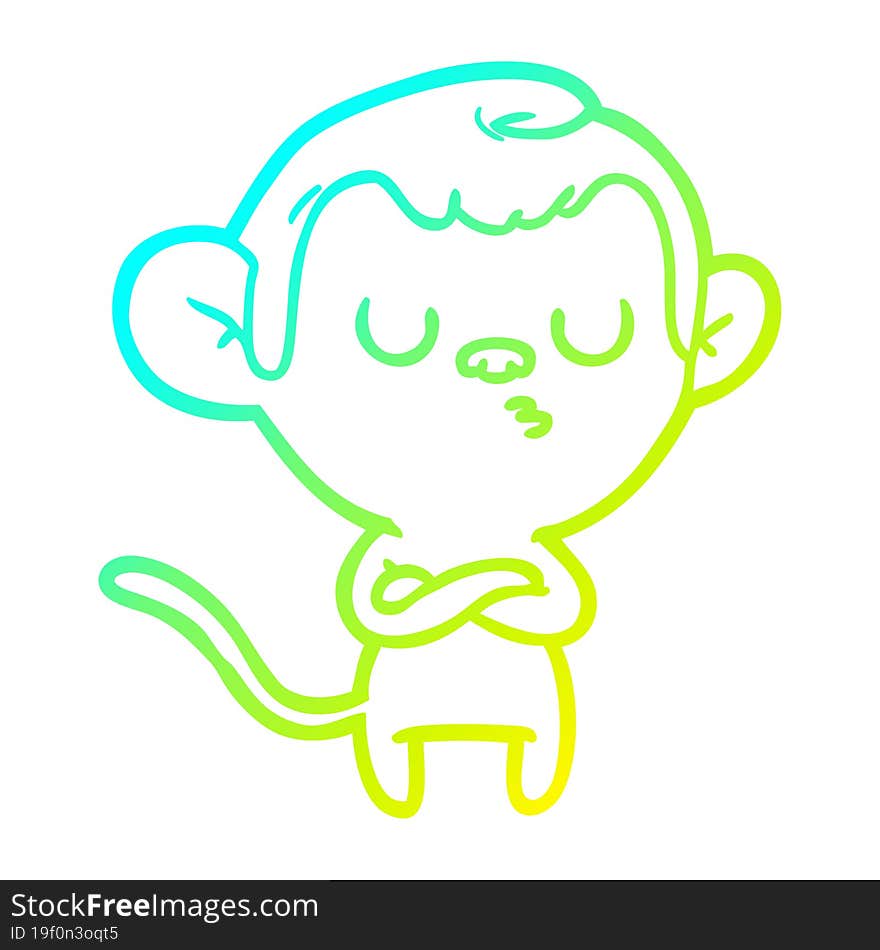 cold gradient line drawing cartoon annoyed monkey