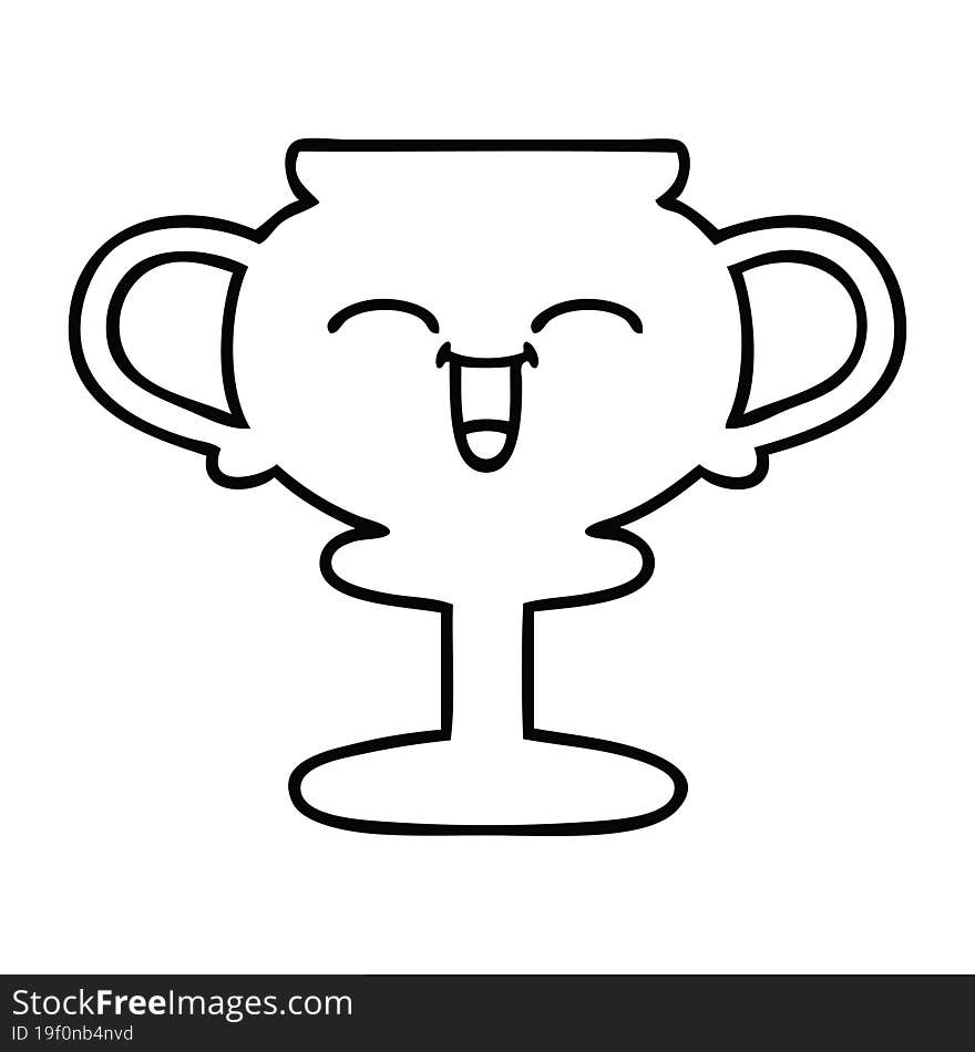 line drawing cartoon of a trophy. line drawing cartoon of a trophy