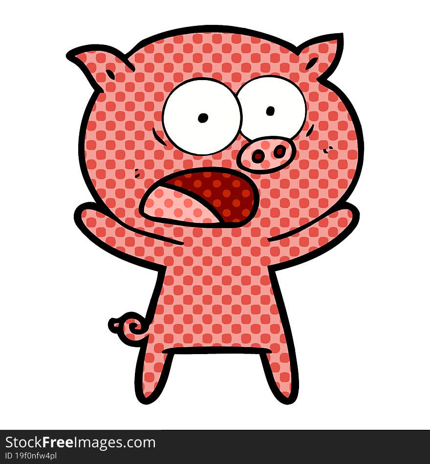 cartoon pig shouting. cartoon pig shouting