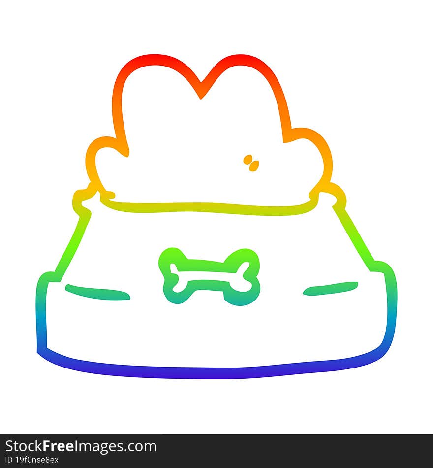 rainbow gradient line drawing of a cartoon pet bowl