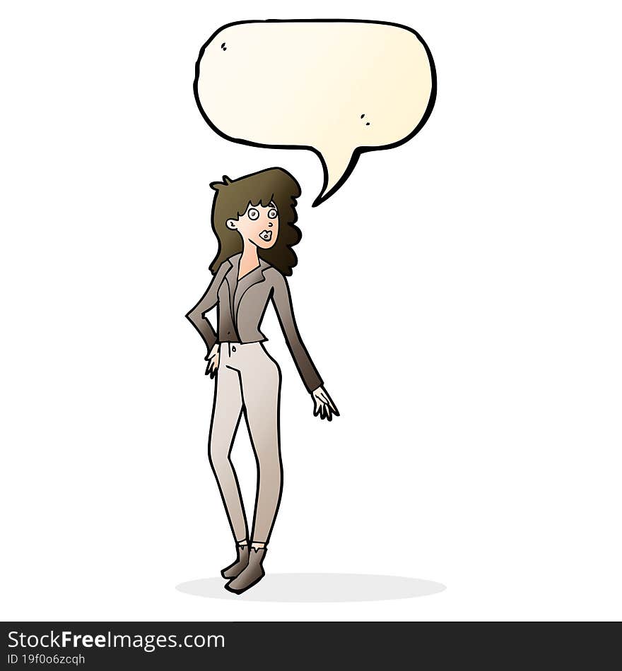 cartoon pretty woman  with speech bubble