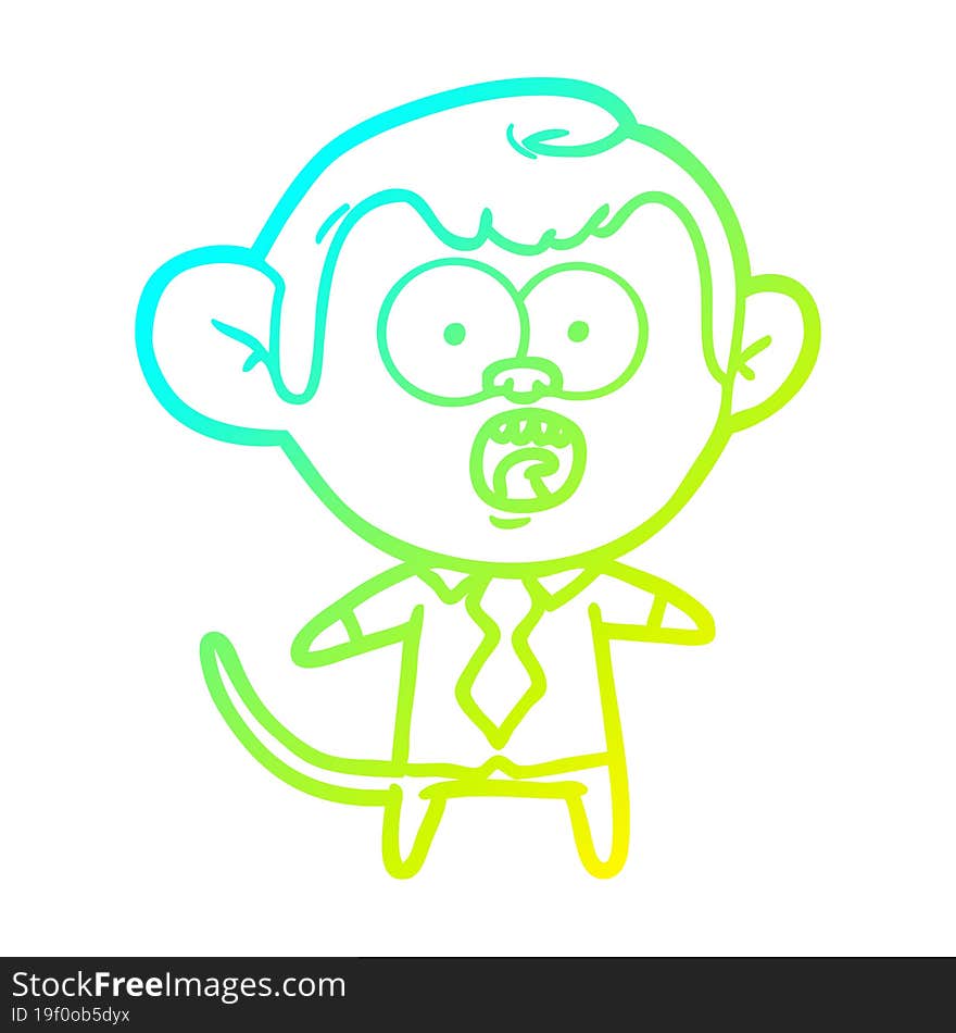 Cold Gradient Line Drawing Cartoon Monkey Businessman