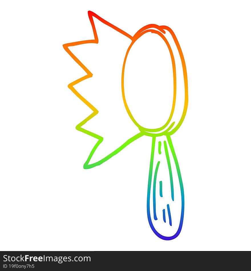 rainbow gradient line drawing cartoon magnifying glass