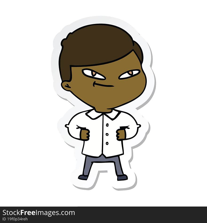 sticker of a cartoon confident man