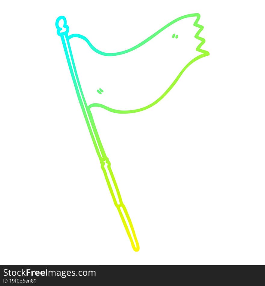 cold gradient line drawing cartoon waving flag