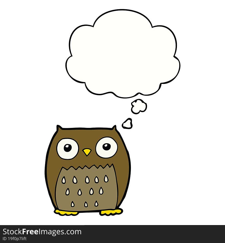 cartoon owl and thought bubble