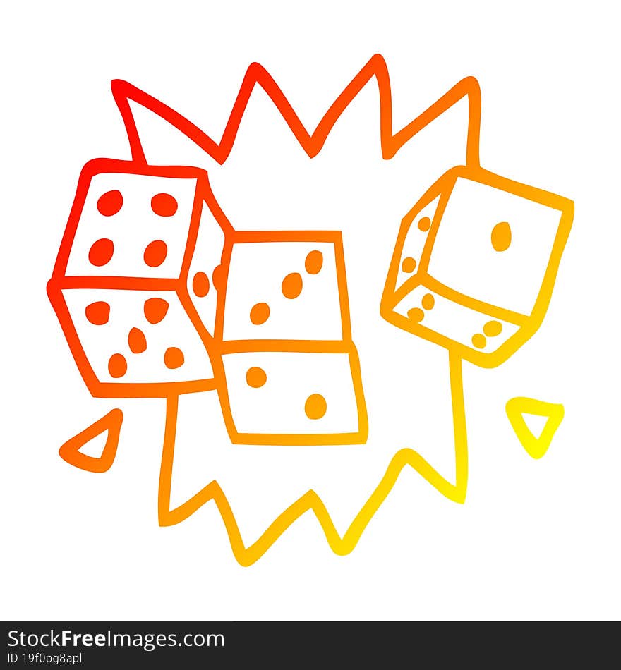 Warm Gradient Line Drawing Cartoon Lucky Dice