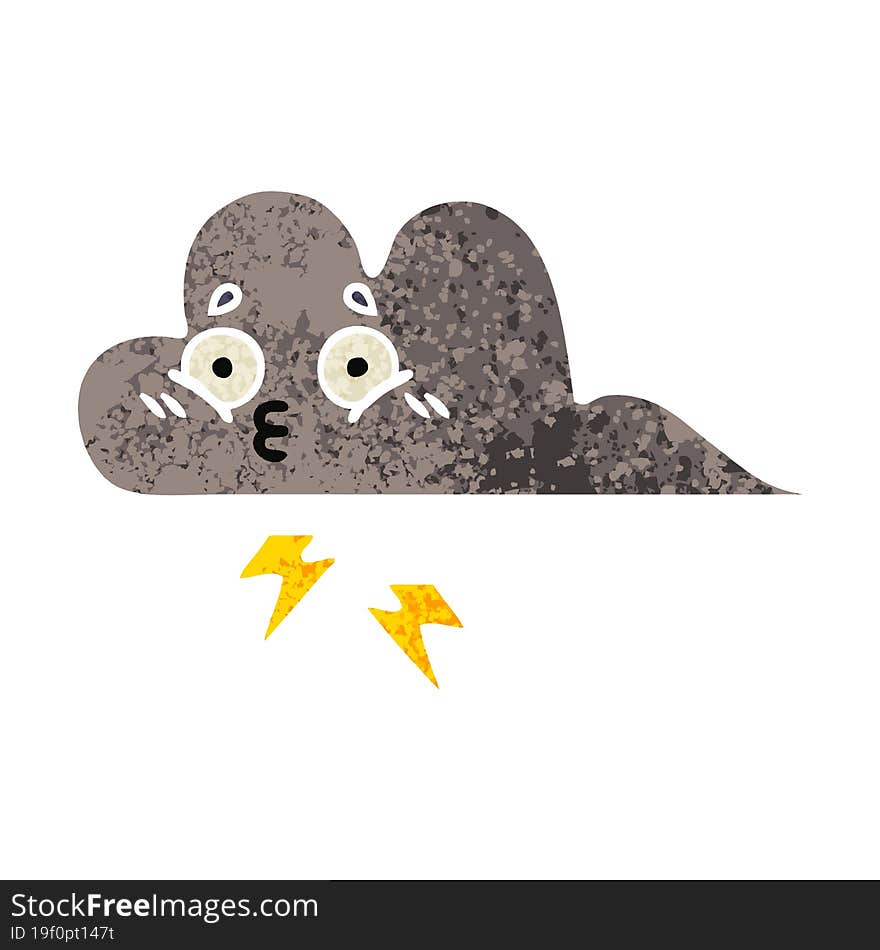 retro illustration style cartoon of a storm cloud