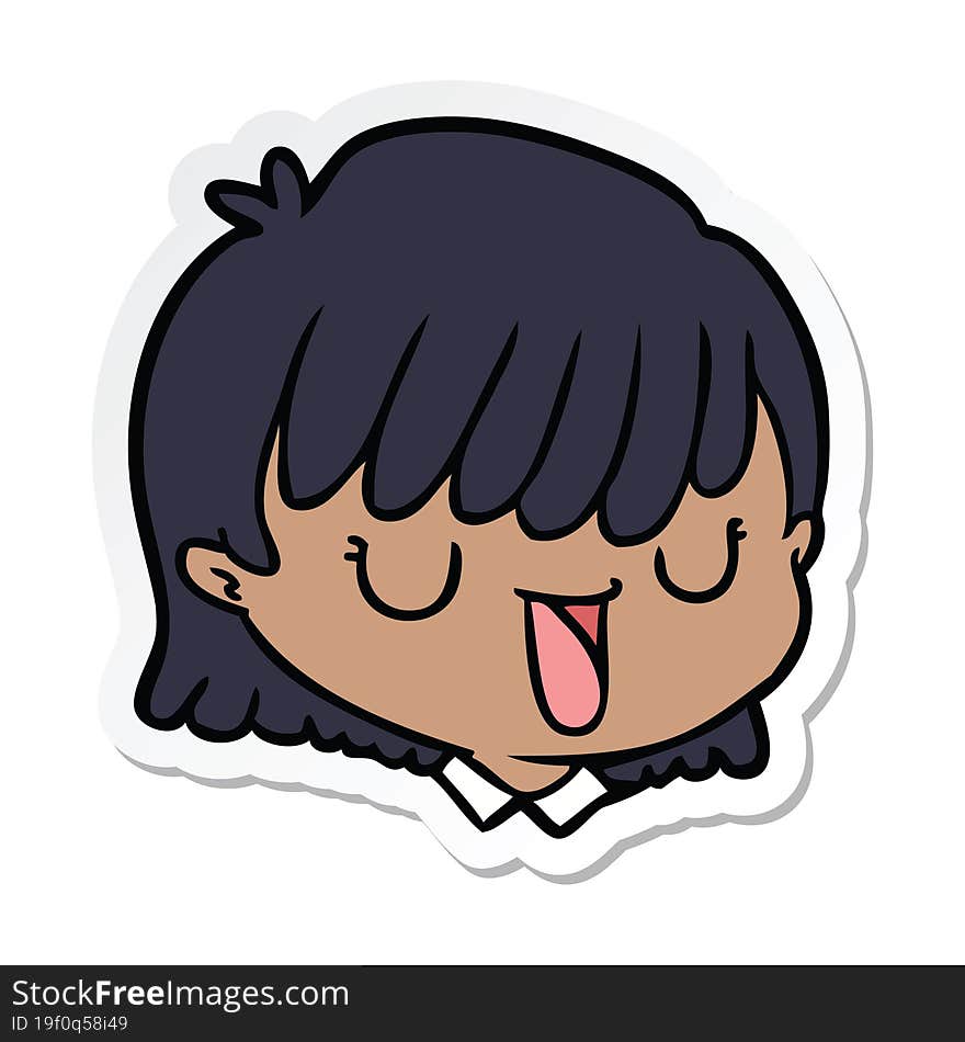 sticker of a cartoon female face