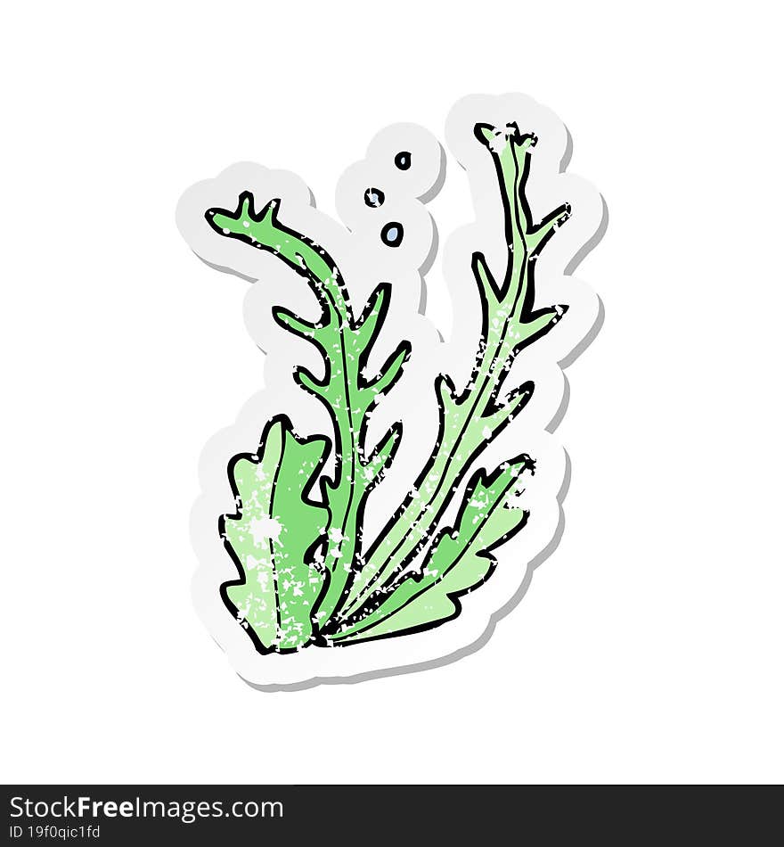 retro distressed sticker of a cartoon seaweed