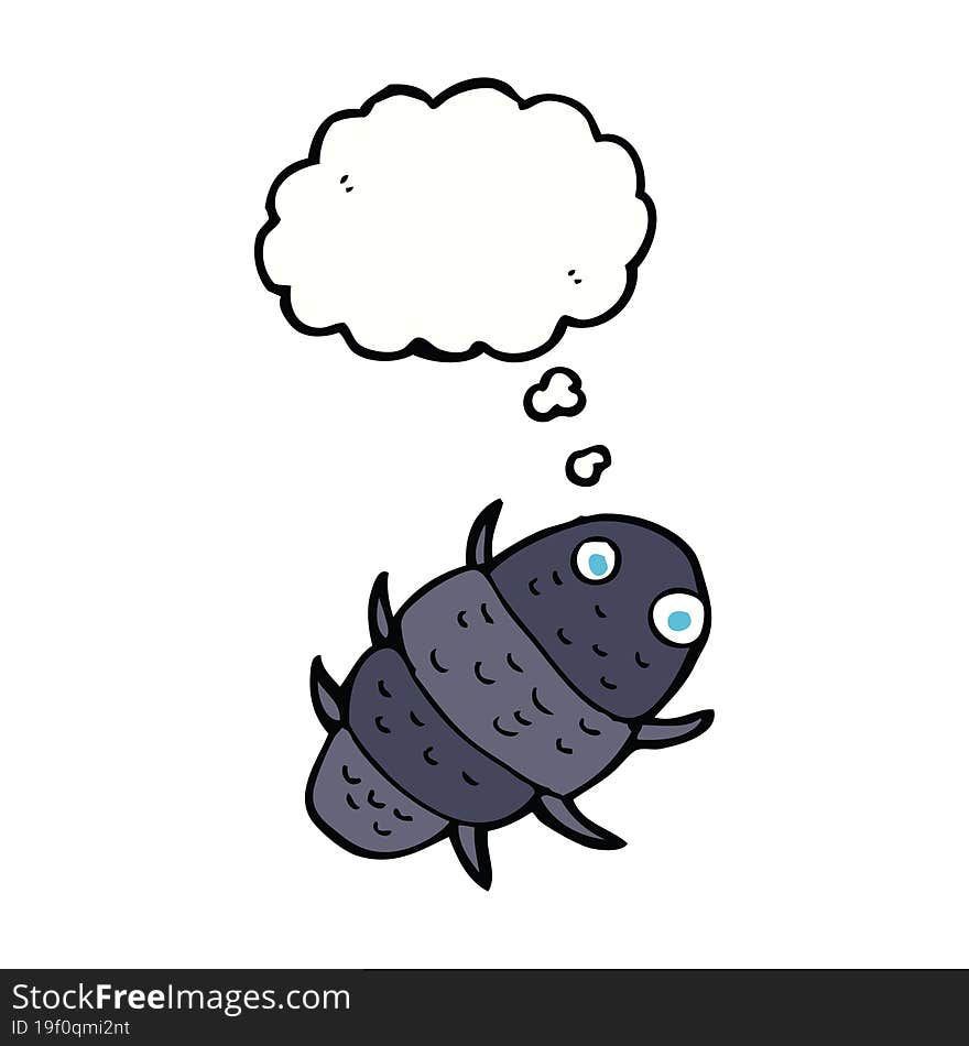 cartoon bug with thought bubble