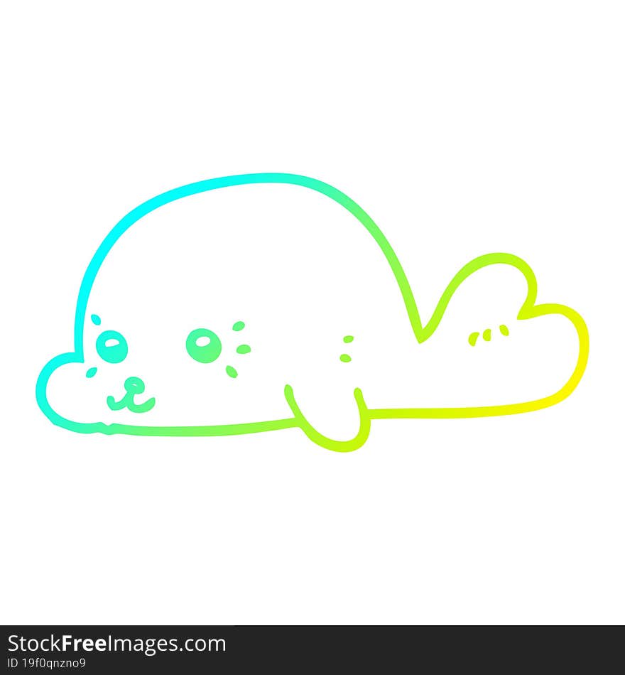 Cold Gradient Line Drawing Cartoon Baby Seal