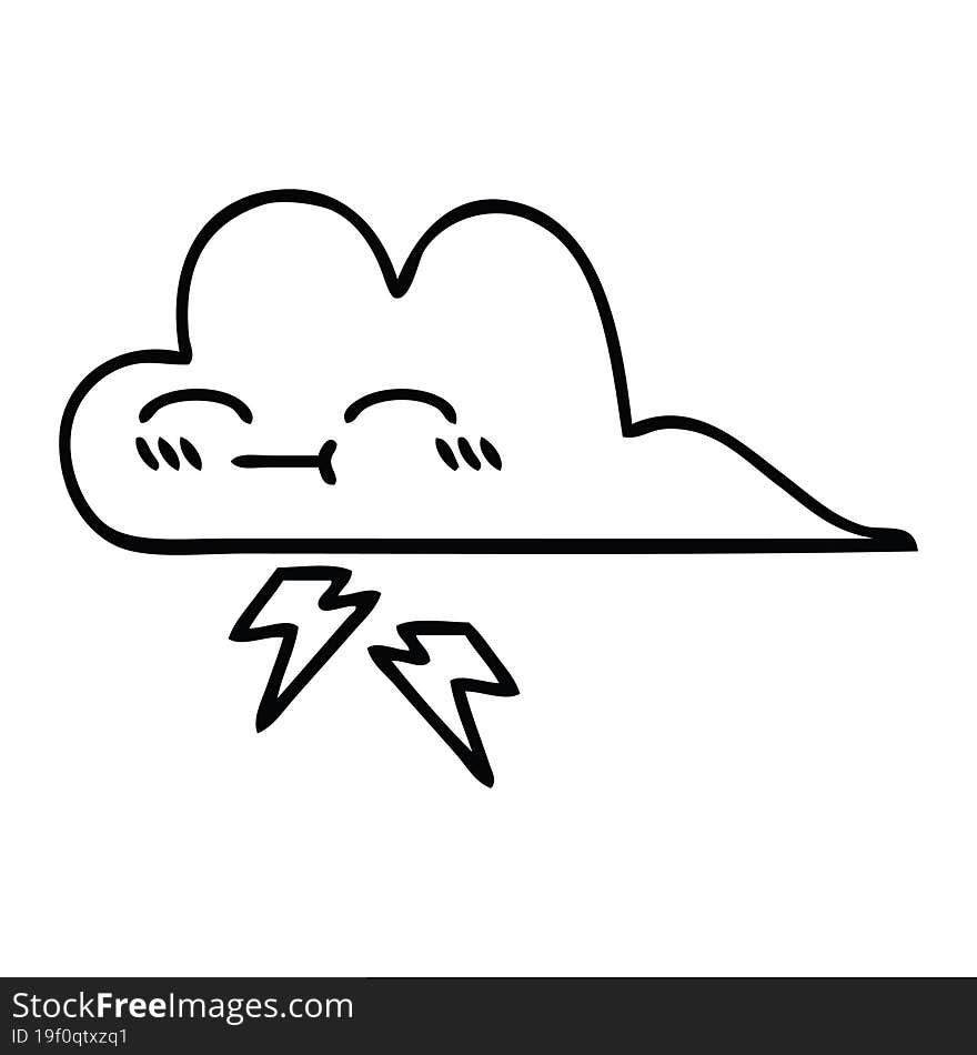 line drawing cartoon of a storm cloud