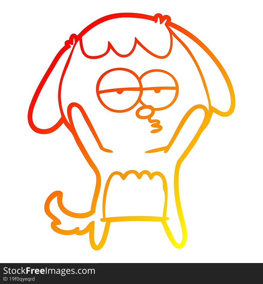 warm gradient line drawing cartoon bored dog