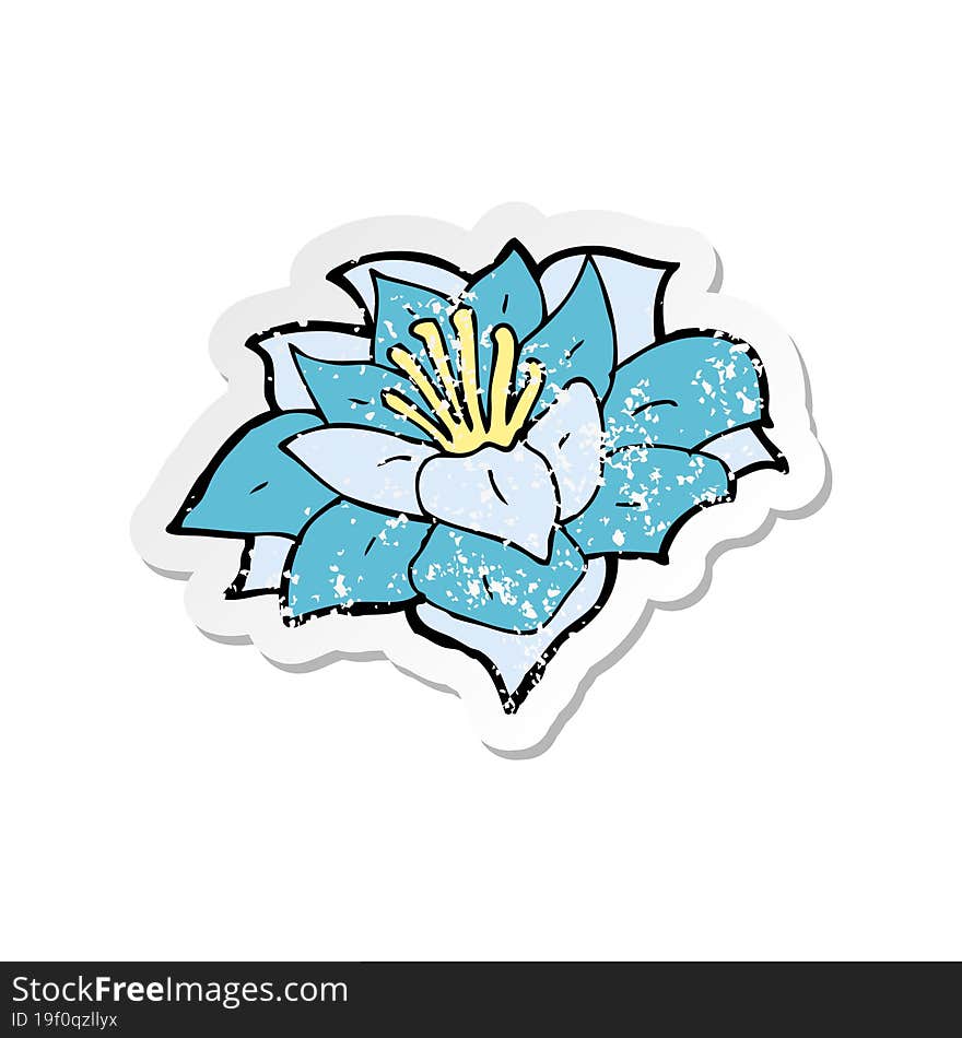 retro distressed sticker of a cartoon flower