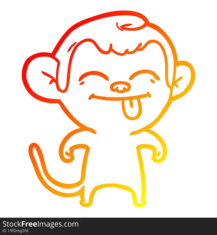 warm gradient line drawing funny cartoon monkey