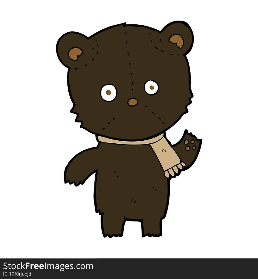 cartoon waving black bear