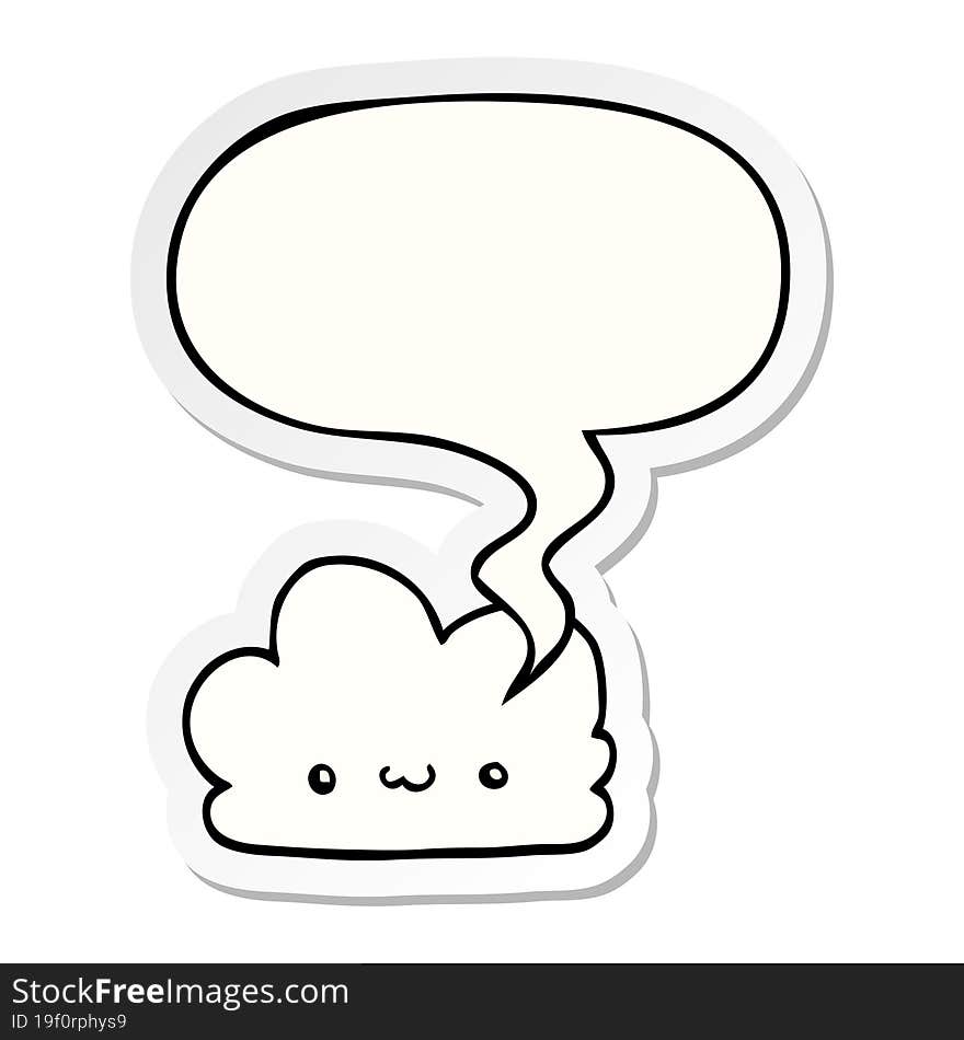 cute cartoon cloud and speech bubble sticker