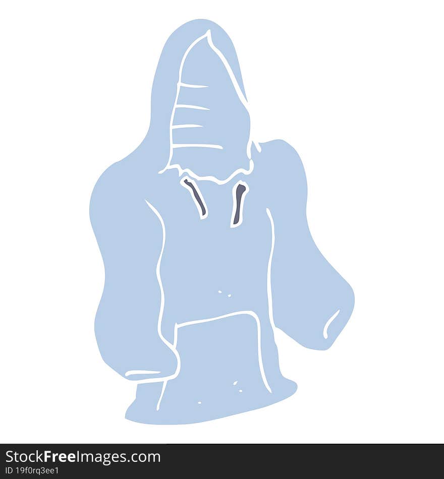 flat color illustration of a cartoon hooded top