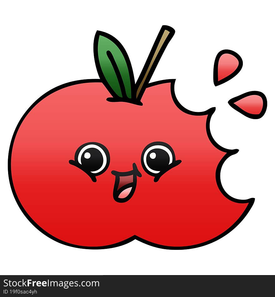 gradient shaded cartoon red apple