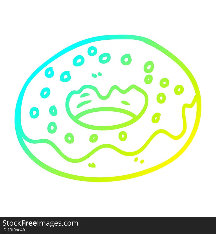 cold gradient line drawing cartoon chocolate coated donut