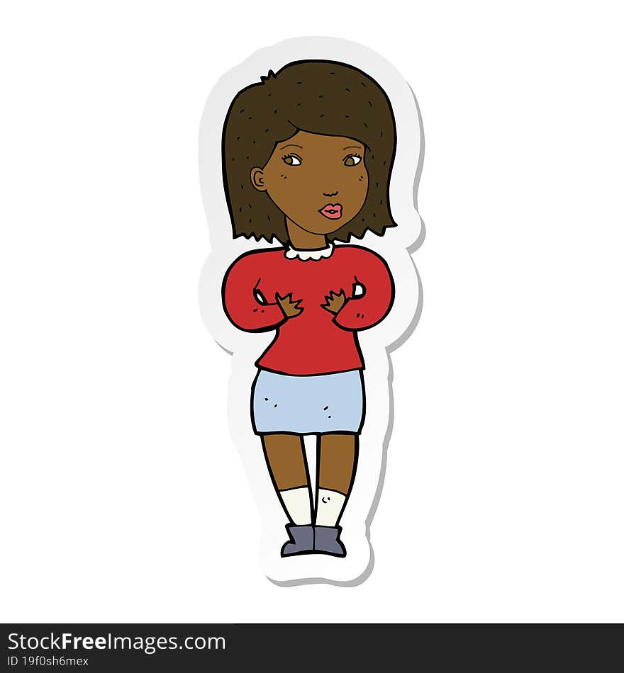 sticker of a cartoon woman making excuses