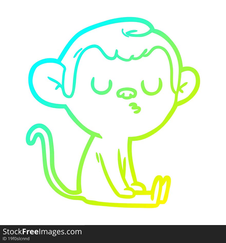 cold gradient line drawing of a cartoon monkey