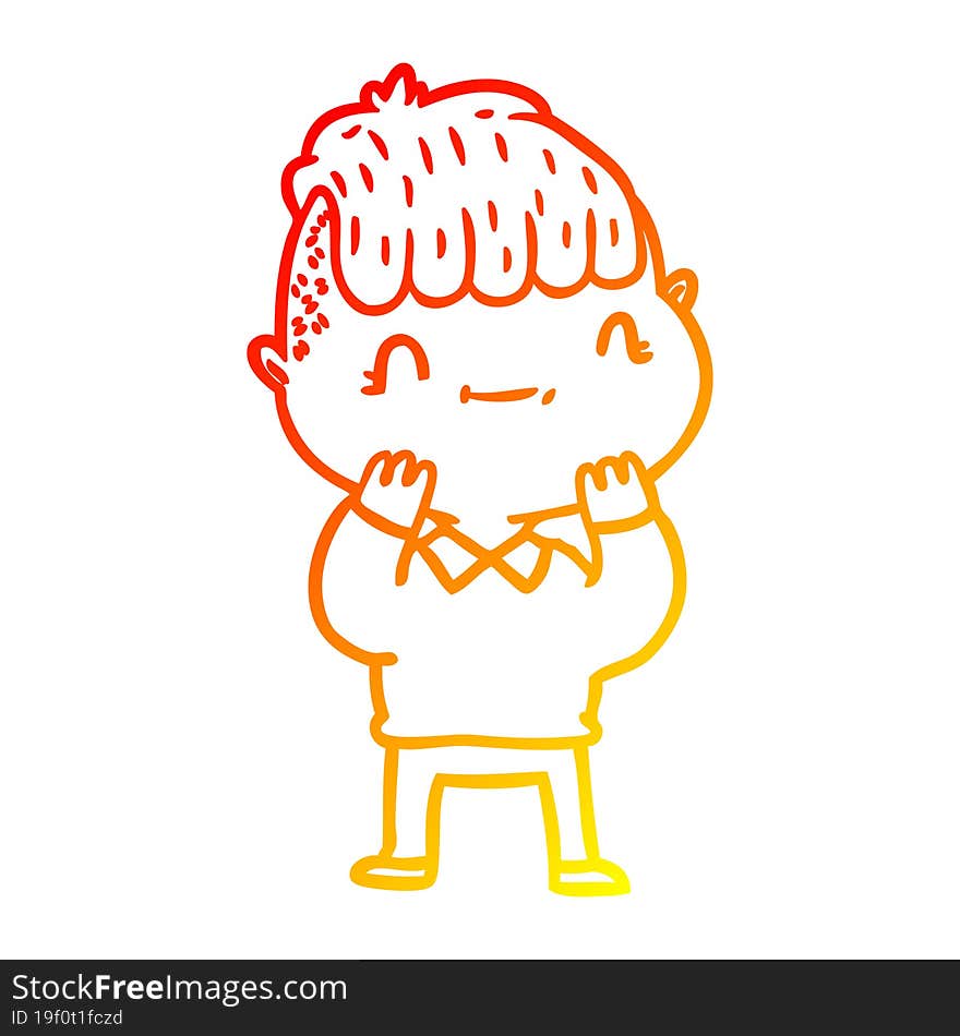 warm gradient line drawing cartoon friendly boy