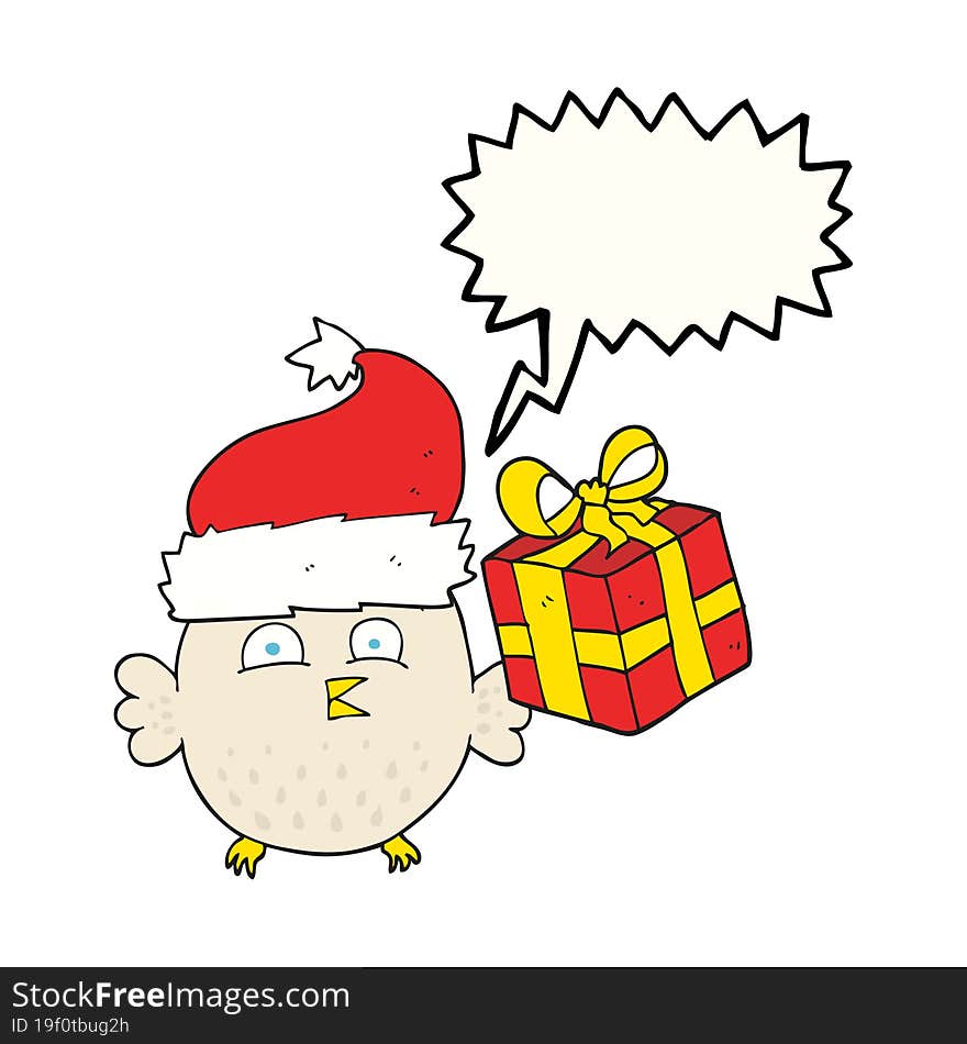 Speech Bubble Cartoon  Christmas Owl