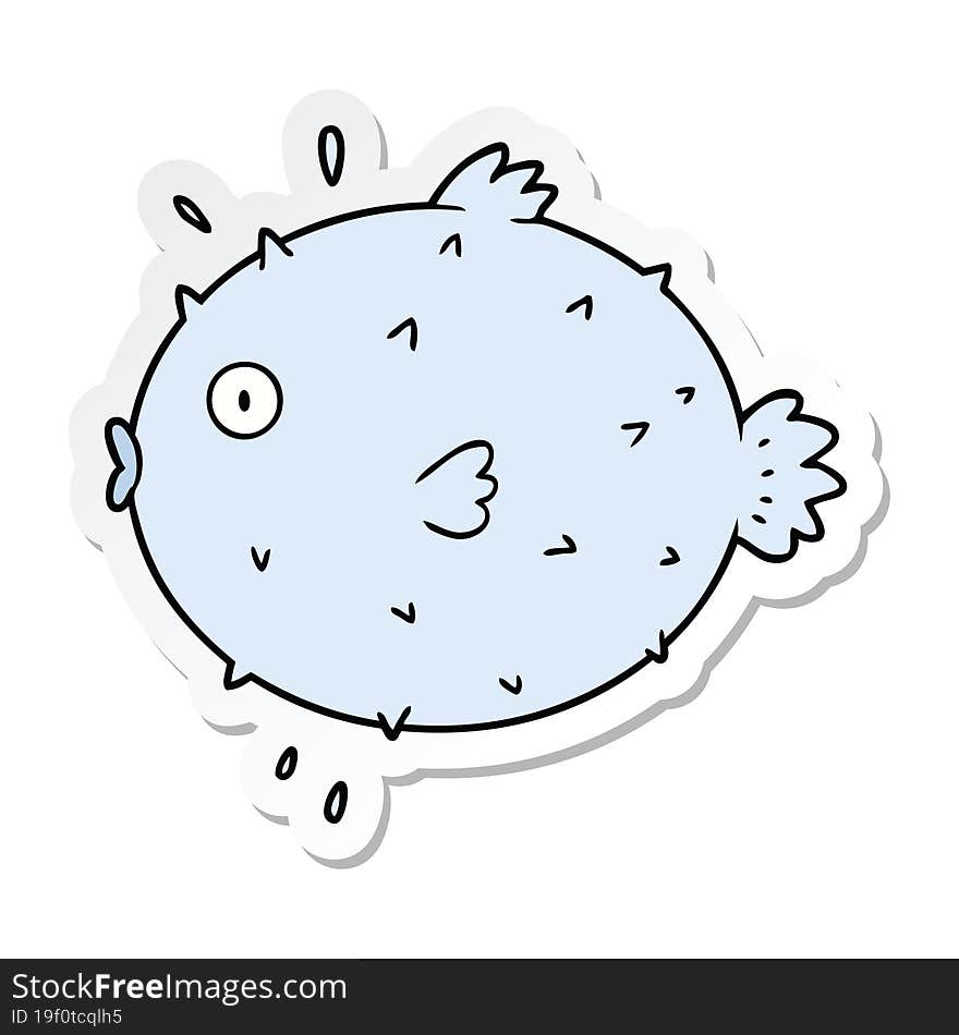 Sticker Of A Cartoon Puffer Fish