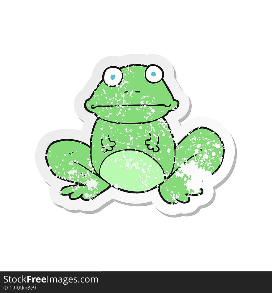 Retro Distressed Sticker Of A Cartoon Frog