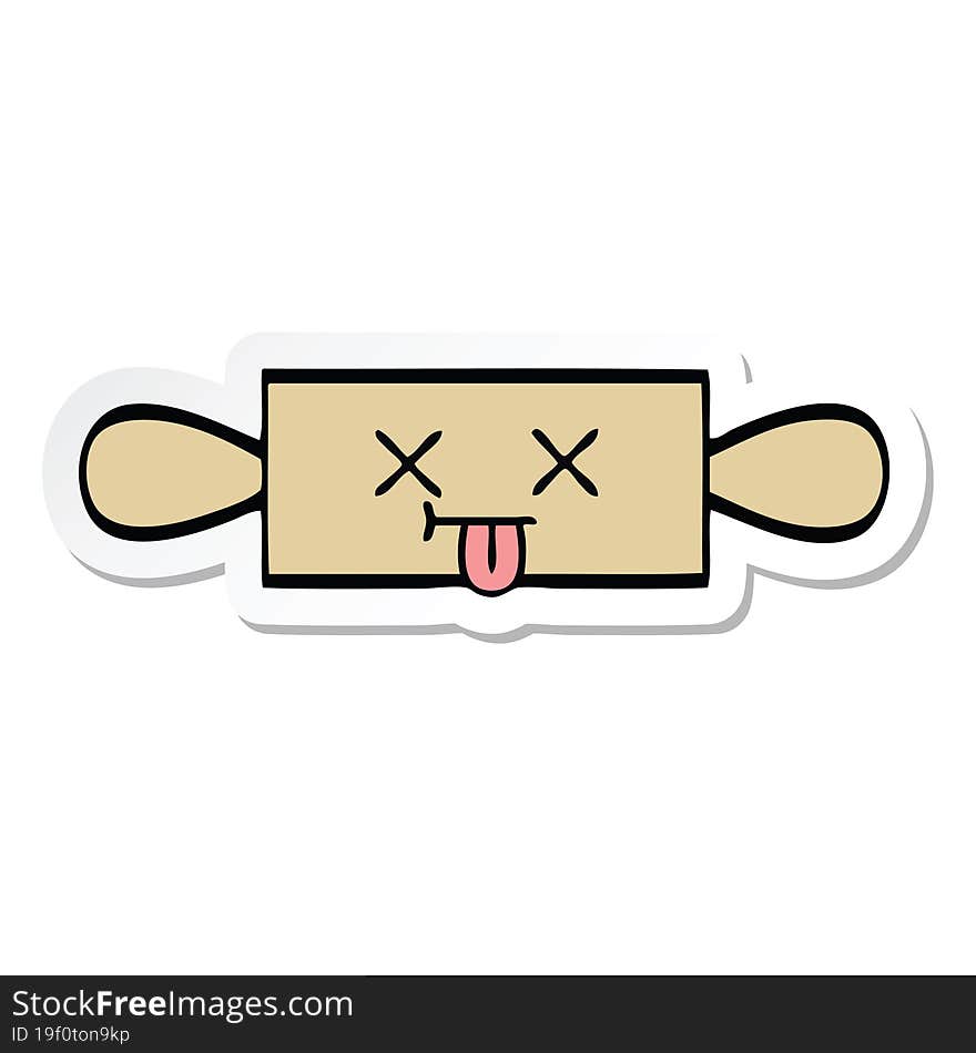 sticker of a cute cartoon rolling pin