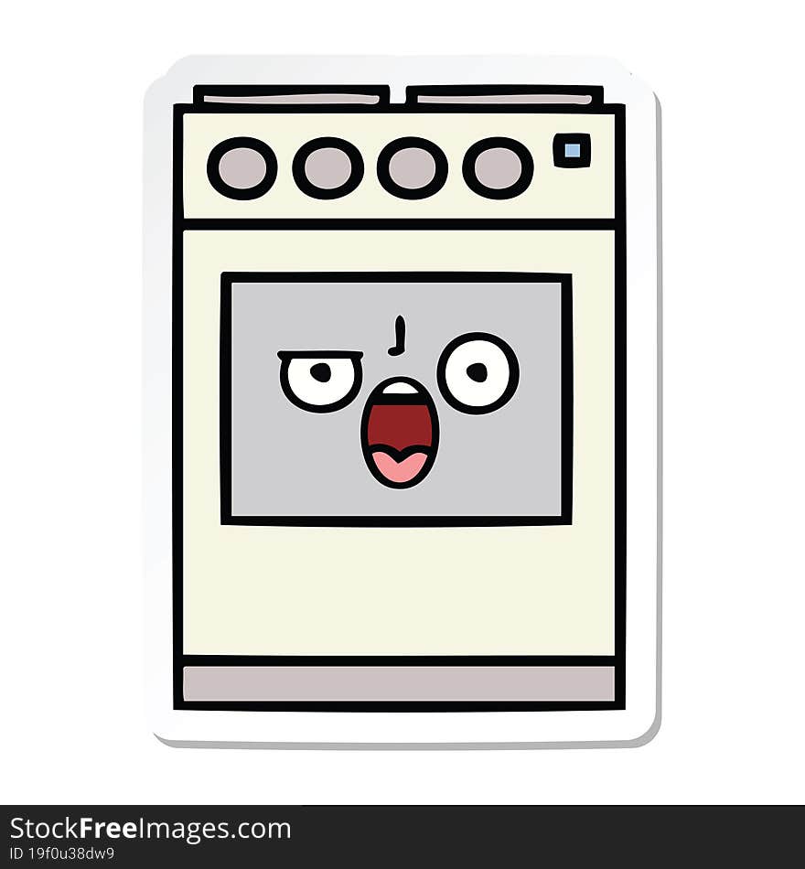 sticker of a cute cartoon kitchen oven