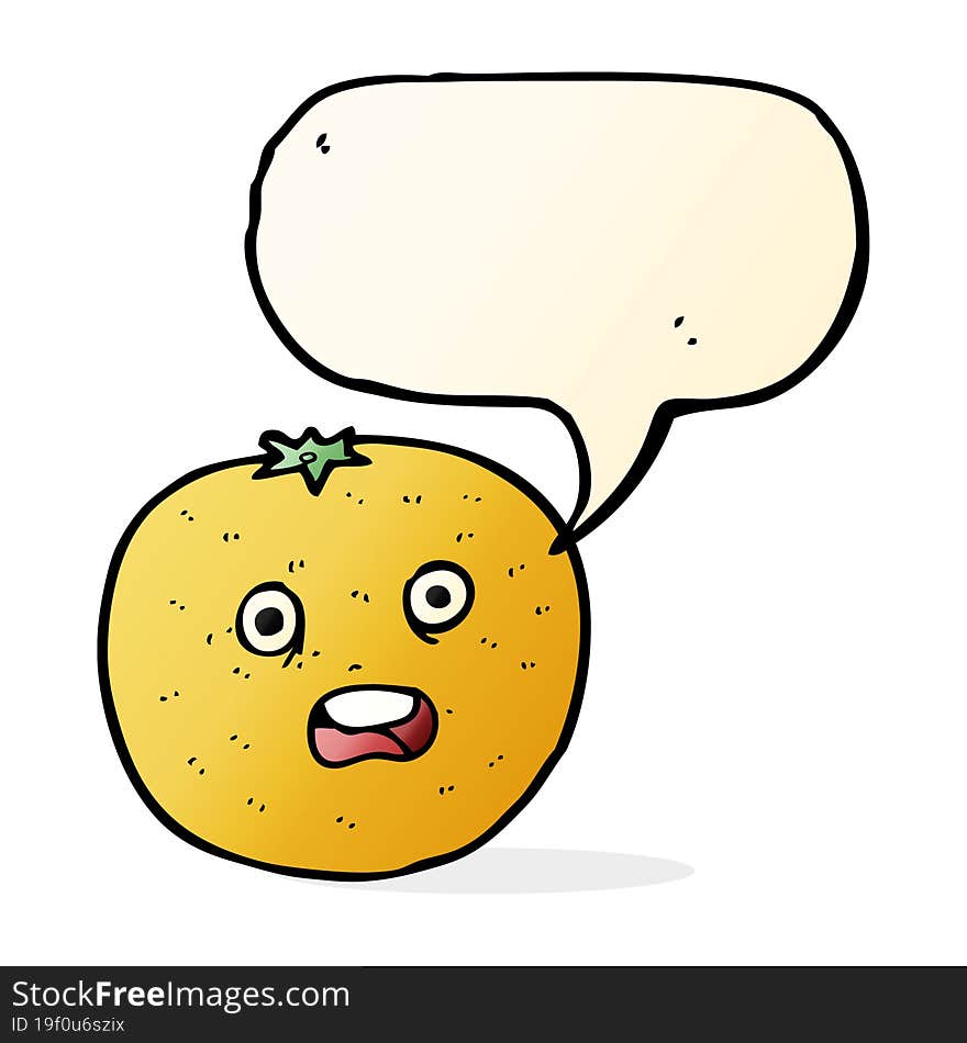 cartoon orange with speech bubble