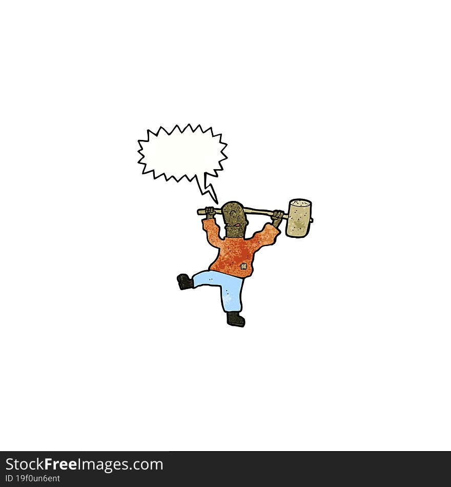 cartoon man with big hammer