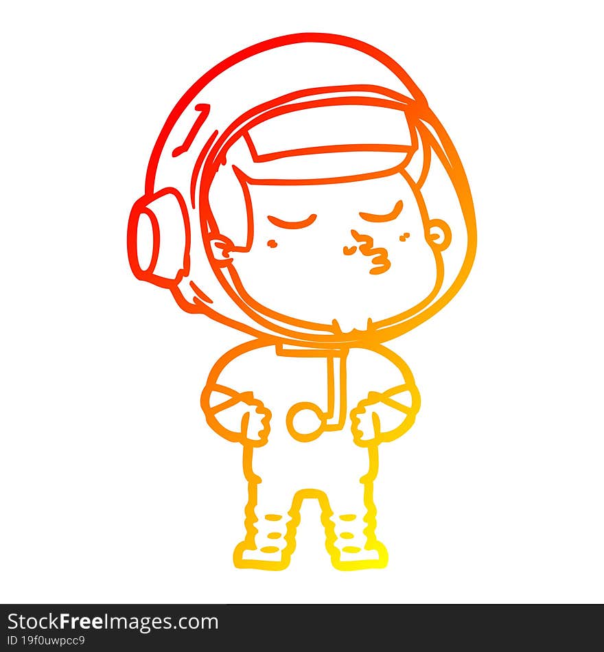 warm gradient line drawing cartoon confident astronaut