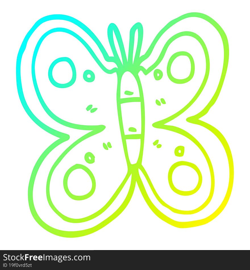 cold gradient line drawing of a cartoon huge butterfly