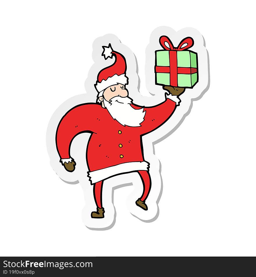 sticker of a cartoon santa claus