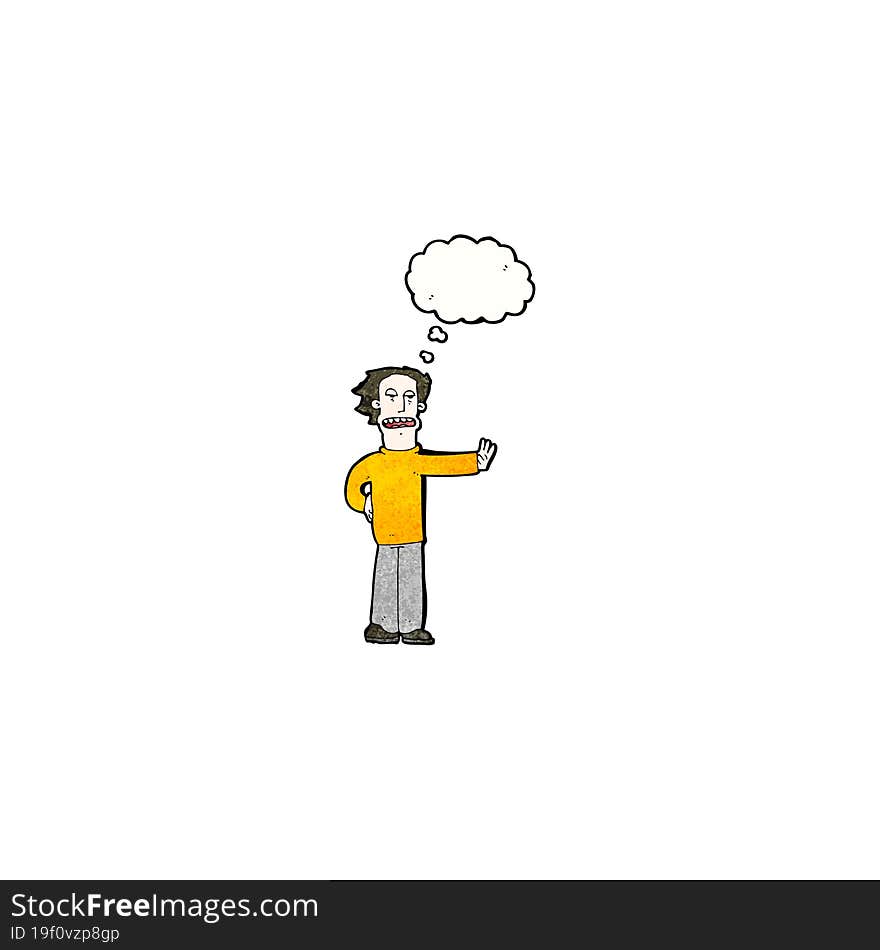 cartoon man making stop gesture