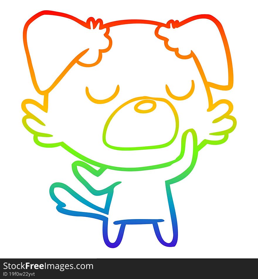 rainbow gradient line drawing of a cartoon dog