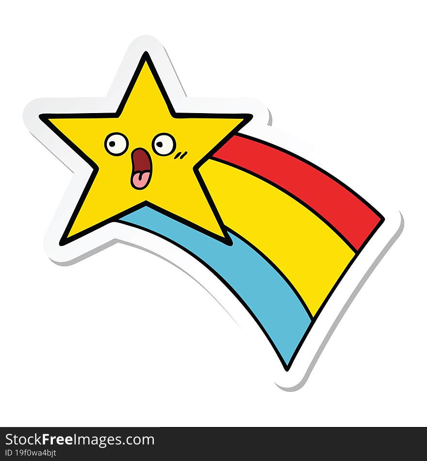 Sticker Of A Cute Cartoon Shooting Rainbow Star