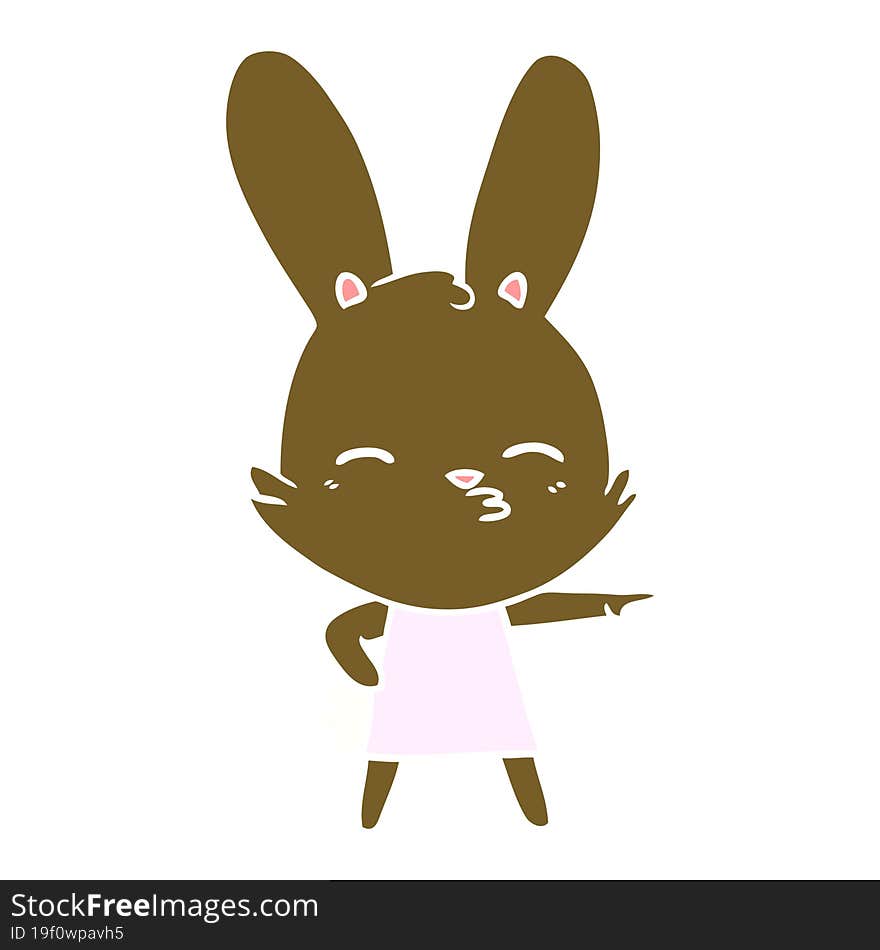 curious bunny flat color style cartoon