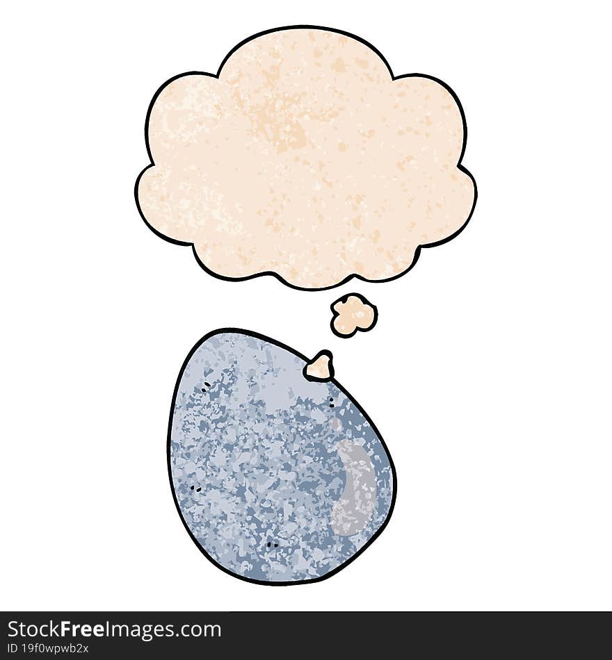 cartoon egg and thought bubble in grunge texture pattern style