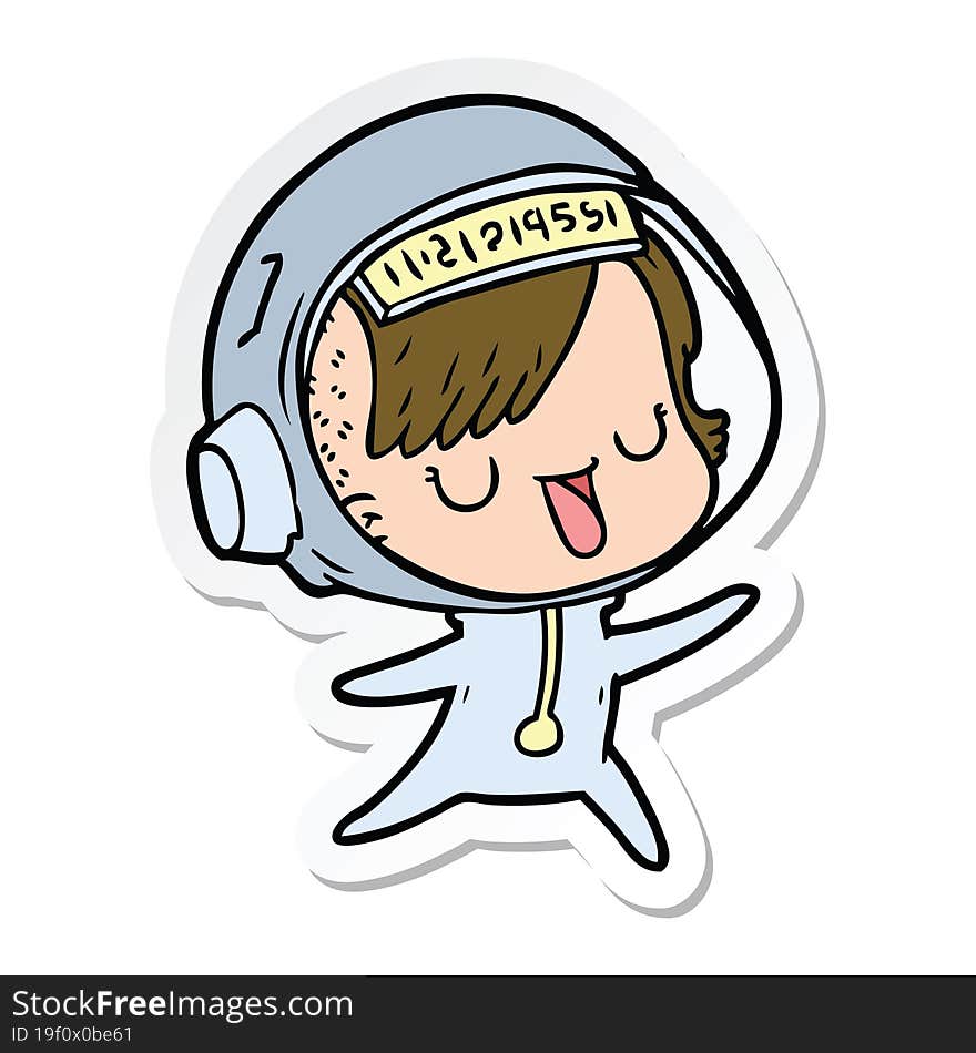 sticker of a cartoon astronaut woman