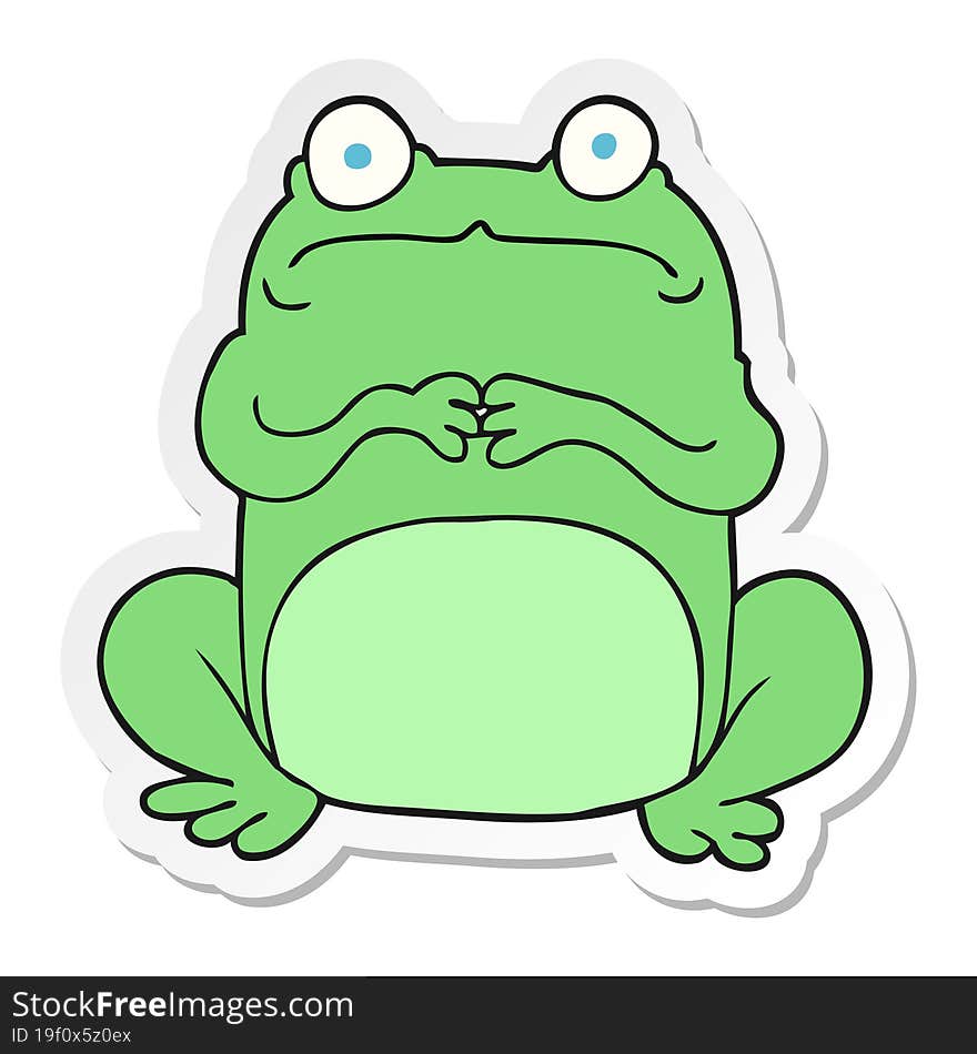 sticker of a cartoon nervous frog