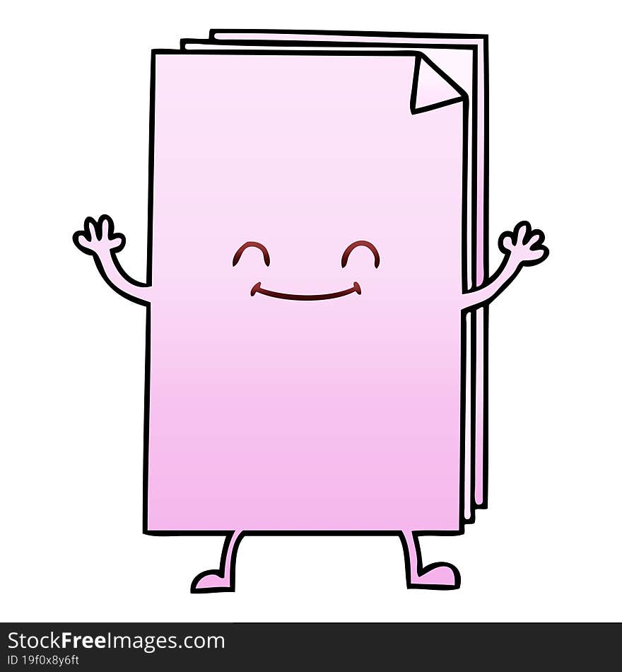 Quirky Gradient Shaded Cartoon Happy Stack Of Papers