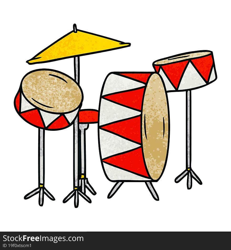 textured cartoon doodle of a drum kit