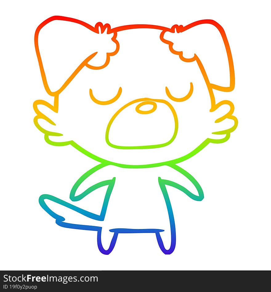 rainbow gradient line drawing of a cartoon dog