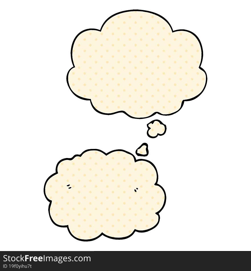 cartoon cloud with thought bubble in comic book style